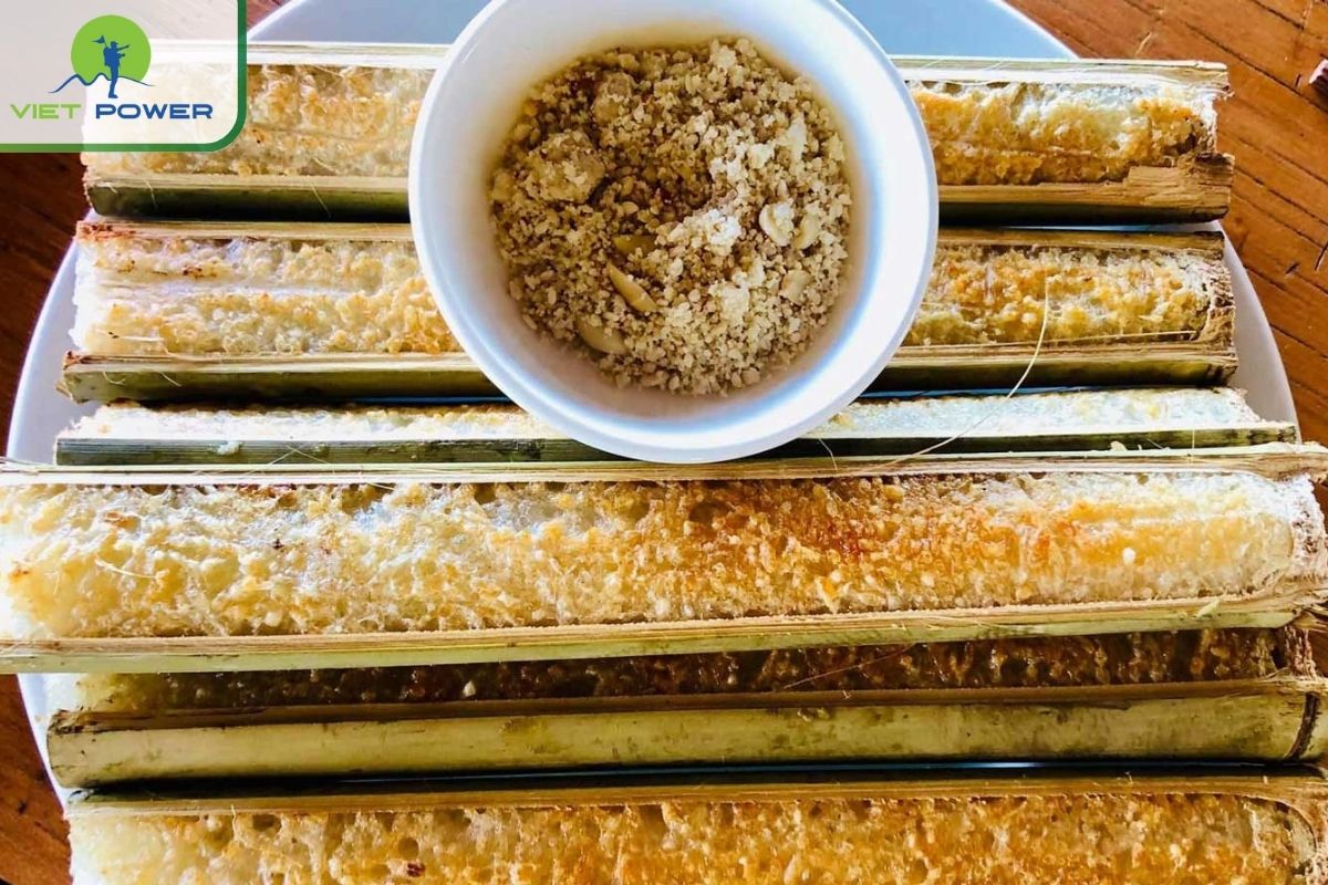 Com lam, a fragrant dish of sticky rice cooked in bamboo tubes, is a beloved specialty in Vietnam